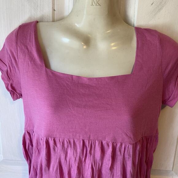 Y2K Gap Women XS Blouse Top Square Neck Pink Soft Jersey Knit Preppy Academia - Picture 6 of 7